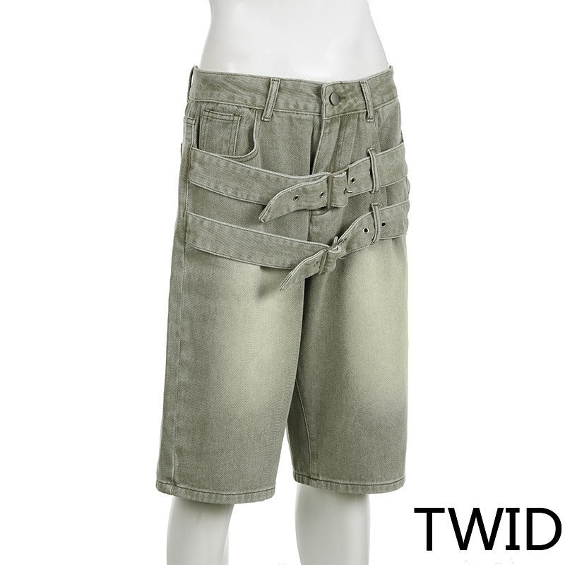 MH0018 Loose straight five-point pants