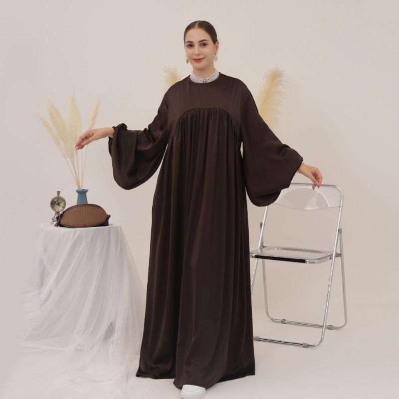 MH1116 Solid color loose and comfortable dress LR592 plus headscarf