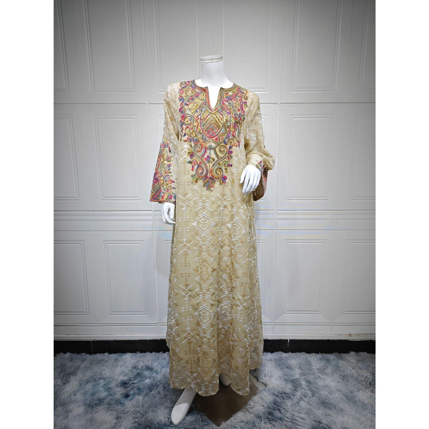 MH2544fashion mesh embroidery embroidery splicing robe