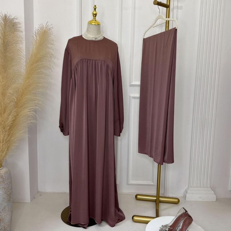 MH1116 Solid color loose and comfortable dress LR592 plus headscarf