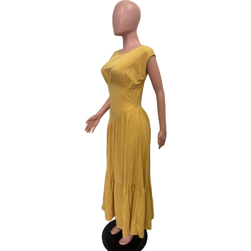 MH0439 solid color sleeveless pleated loose pendulum nylon