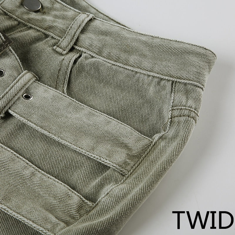 MH0018 Loose straight five-point pants