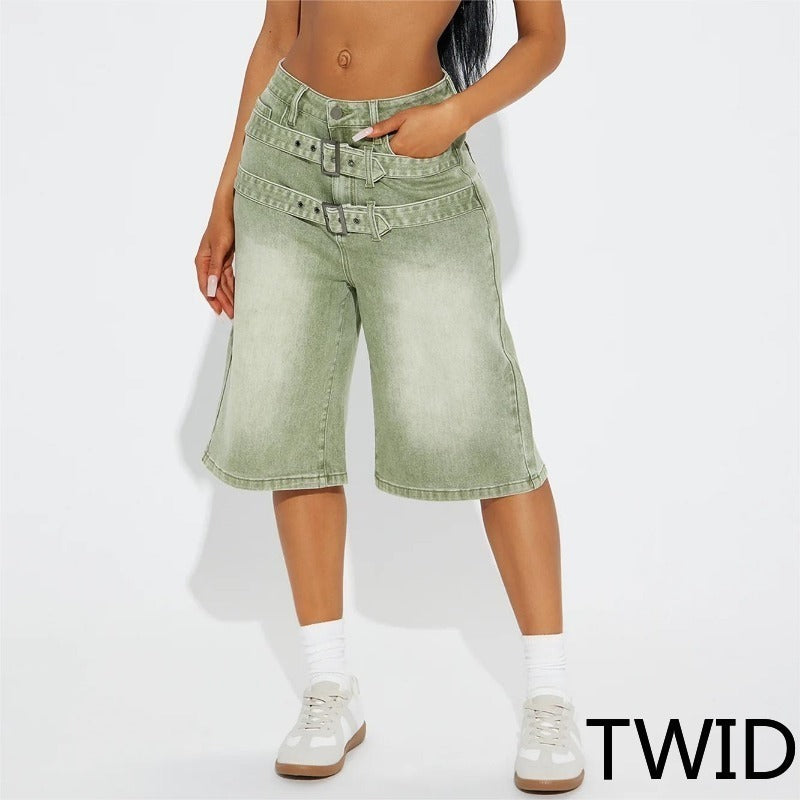 MH0018 Loose straight five-point pants