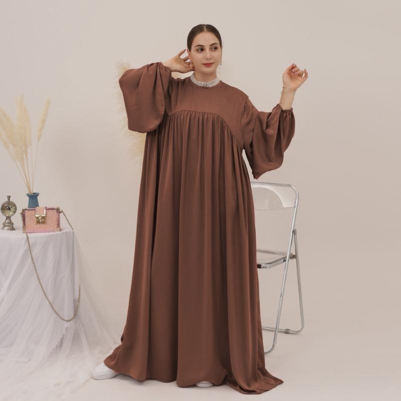 MH1116 Solid color loose and comfortable dress LR592 plus headscarf