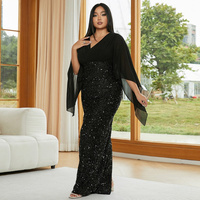 MH0172 V-neck long-sleeved banquet bridesmaid dress