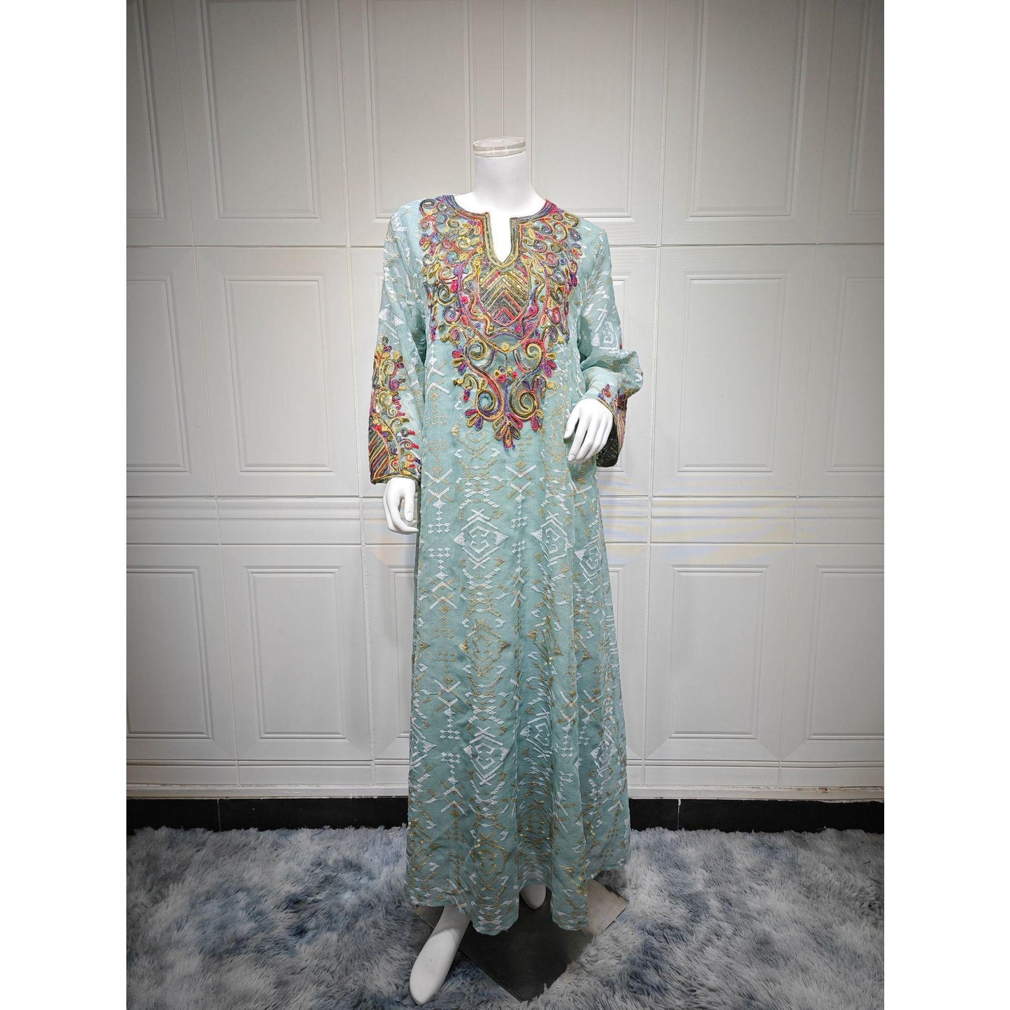MH2544fashion mesh embroidery embroidery splicing robe