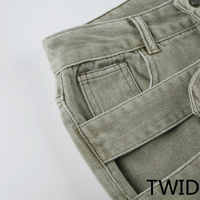 MH0018 Loose straight five-point pants