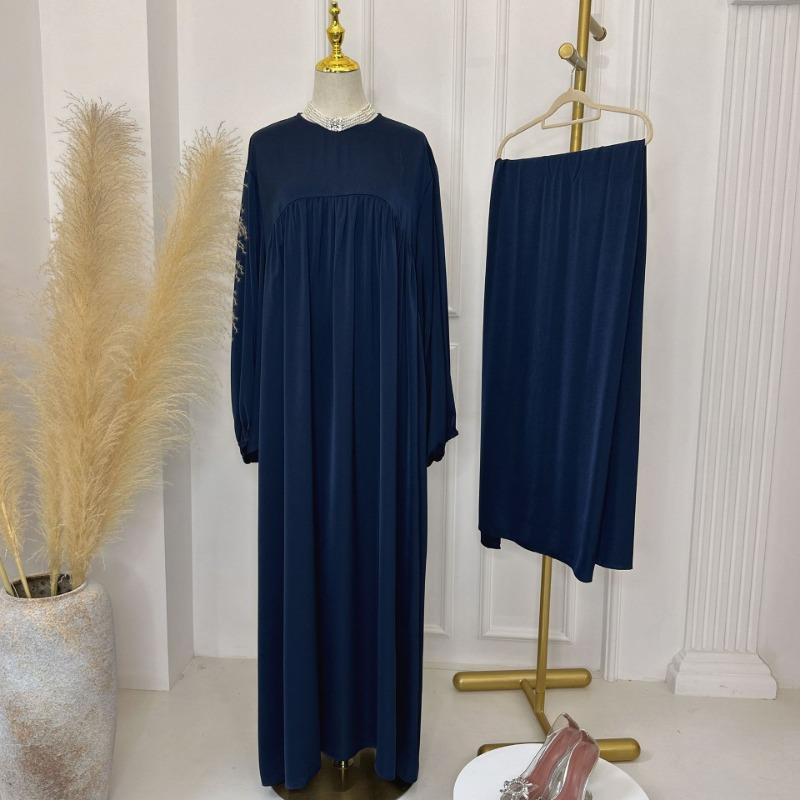 MH1116 Solid color loose and comfortable dress LR592 plus headscarf