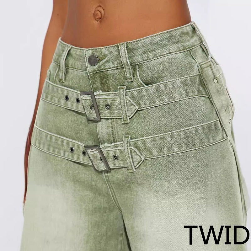 MH0018 Loose straight five-point pants
