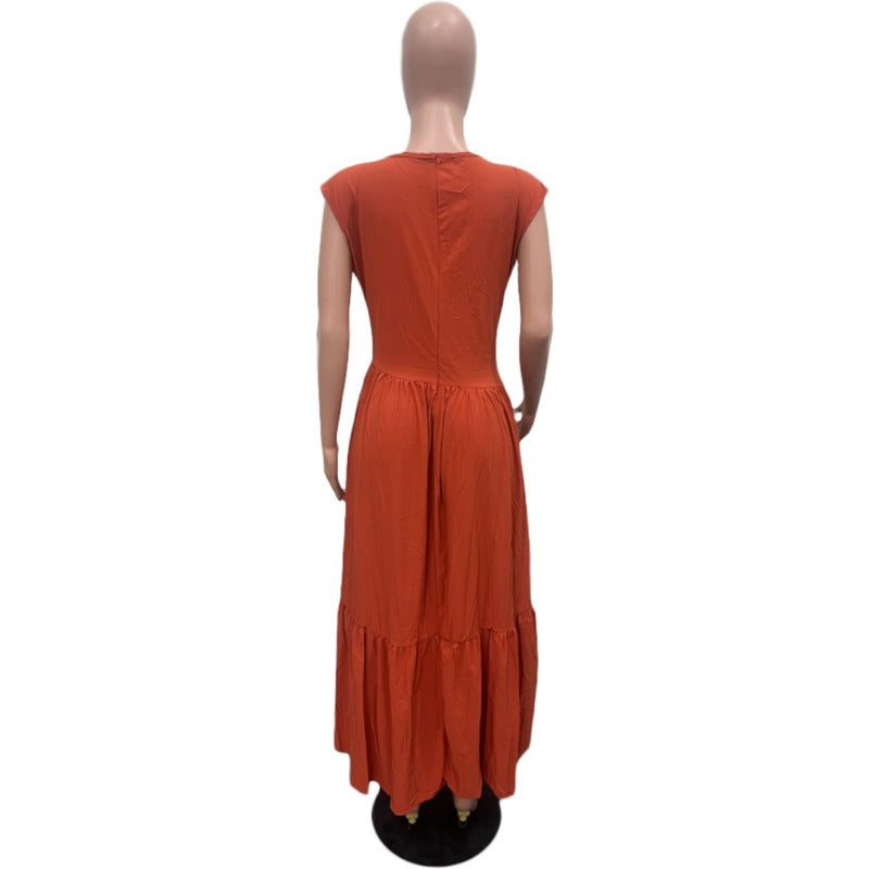 MH0439 solid color sleeveless pleated loose pendulum nylon