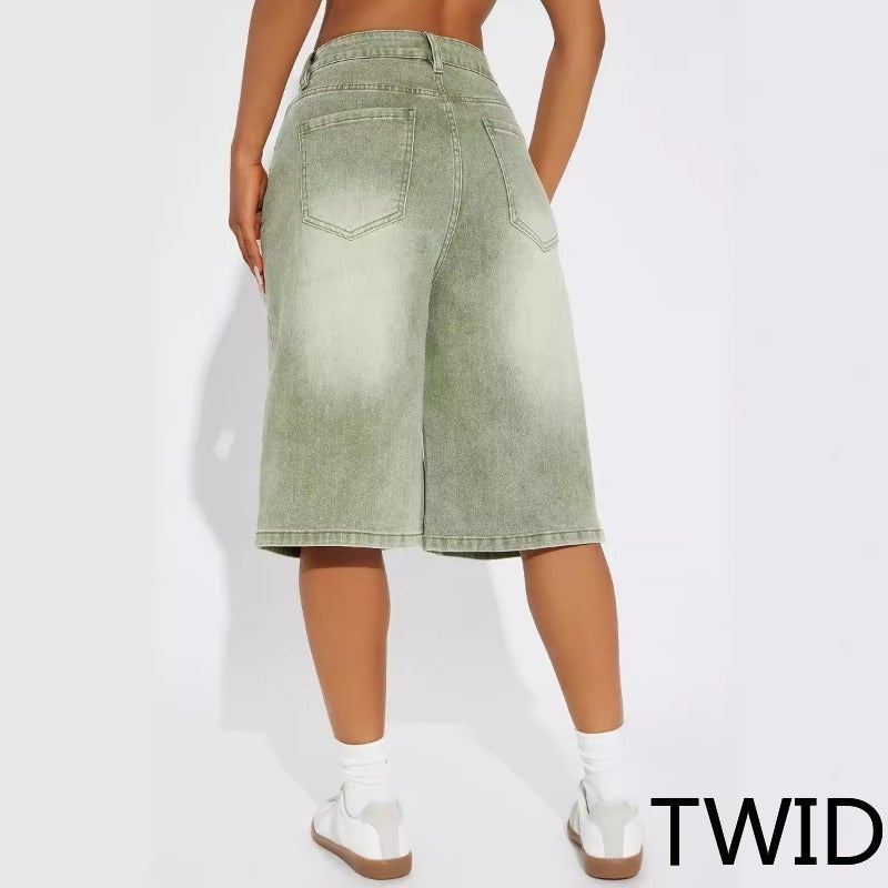 MH0018 Loose straight five-point pants