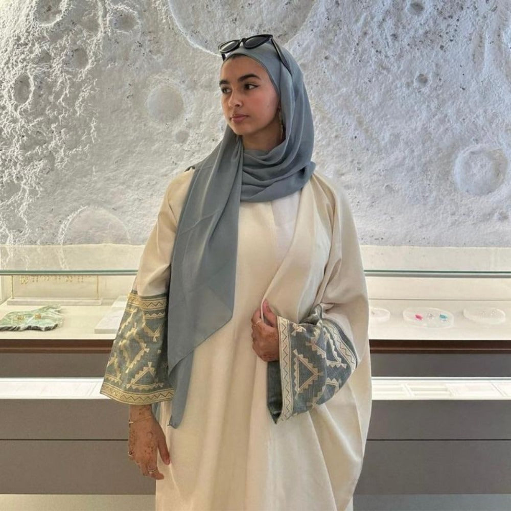 MH1256 Embroidered Elegant Cardigan Robe abayaL