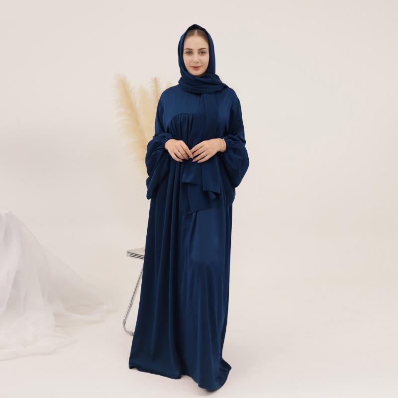 MH1116 Solid color loose and comfortable dress LR592 plus headscarf