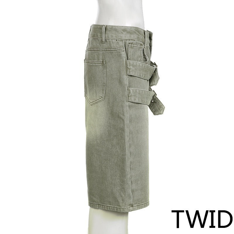 MH0018 Loose straight five-point pants
