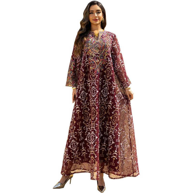 MH2544fashion mesh embroidery embroidery splicing robe