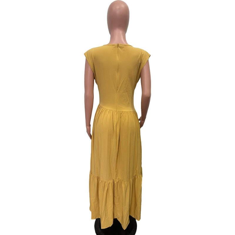 MH0439 solid color sleeveless pleated loose pendulum nylon