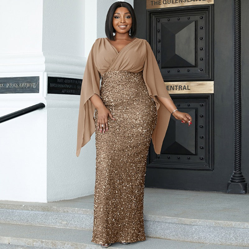 MH0172 V-neck long-sleeved banquet bridesmaid dress