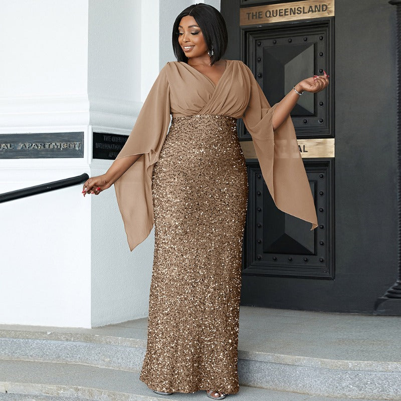 MH0172 V-neck long-sleeved banquet bridesmaid dress