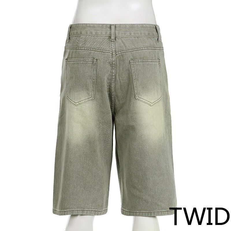 MH0018 Loose straight five-point pants