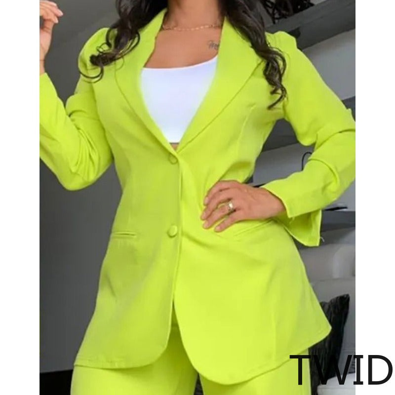 MH0181 Solid Color Split Sleeve Lapel Suit Socket Straight Pants Set