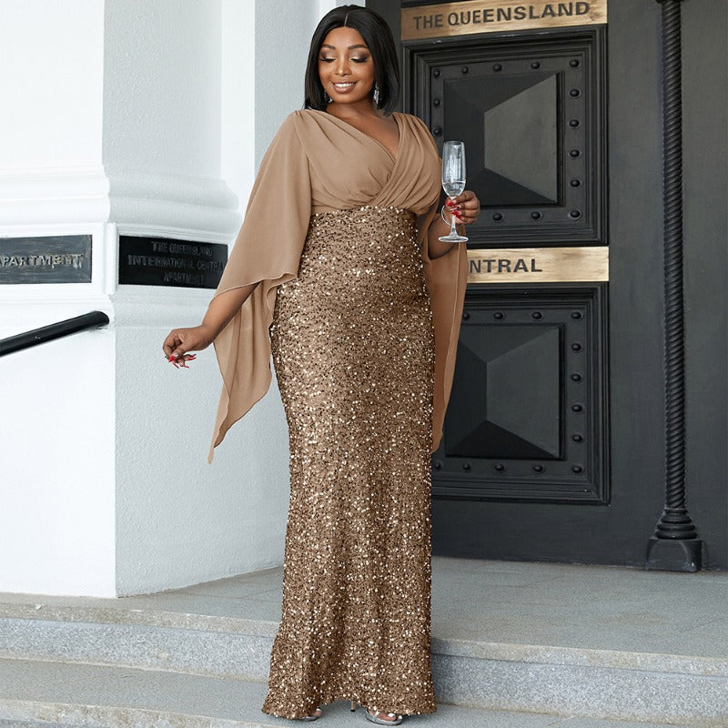 MH0172 V-neck long-sleeved banquet bridesmaid dress