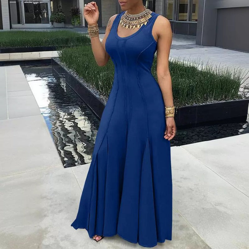 MH0234 Solid color sleeveless U-neck pendulum
