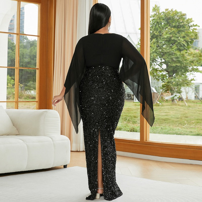 MH0172 V-neck long-sleeved banquet bridesmaid dress