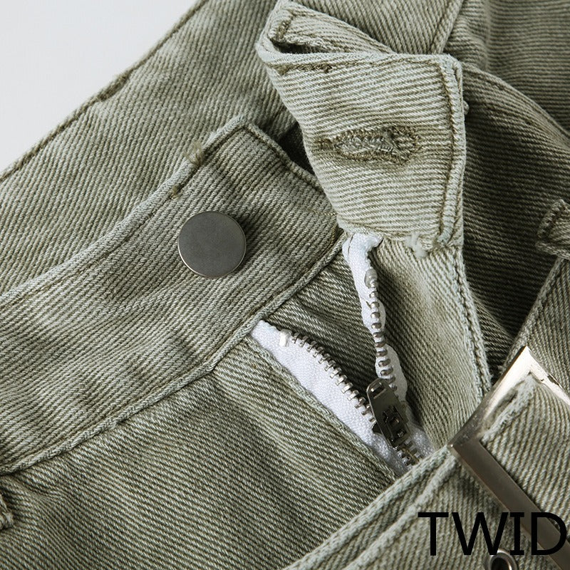 MH0018 Loose straight five-point pants