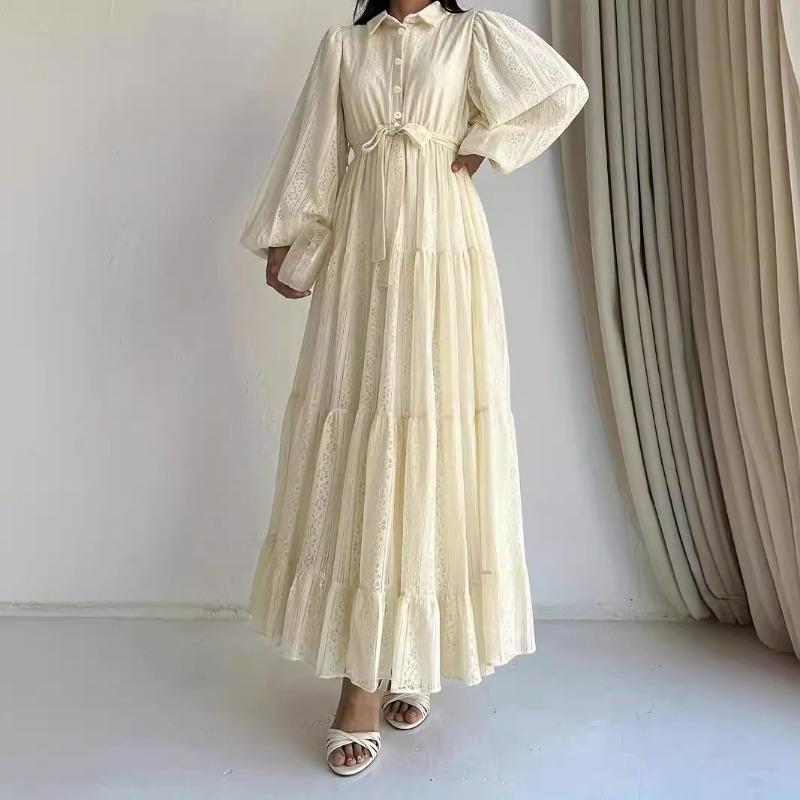 MH1660lace lapel robe fashionable