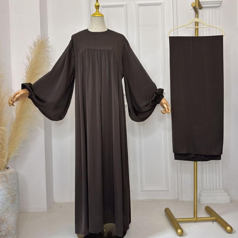 MH1116 Solid color loose and comfortable dress LR592 plus headscarf