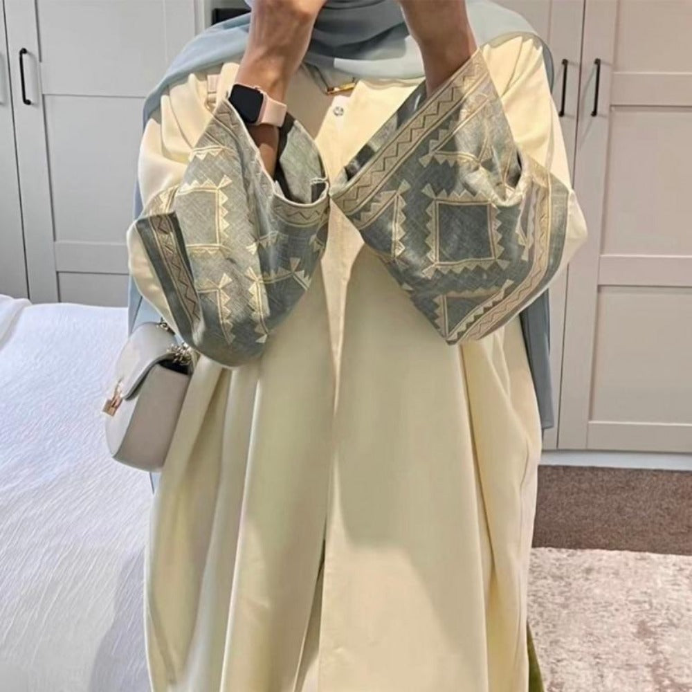 MH1256 Embroidered Elegant Cardigan Robe abayaL