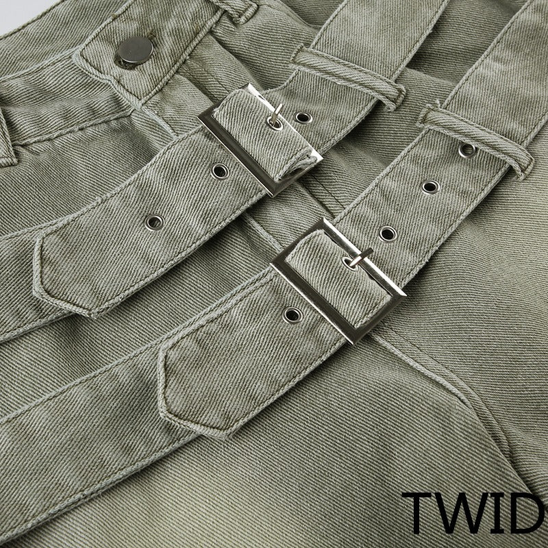 MH0018 Loose straight five-point pants