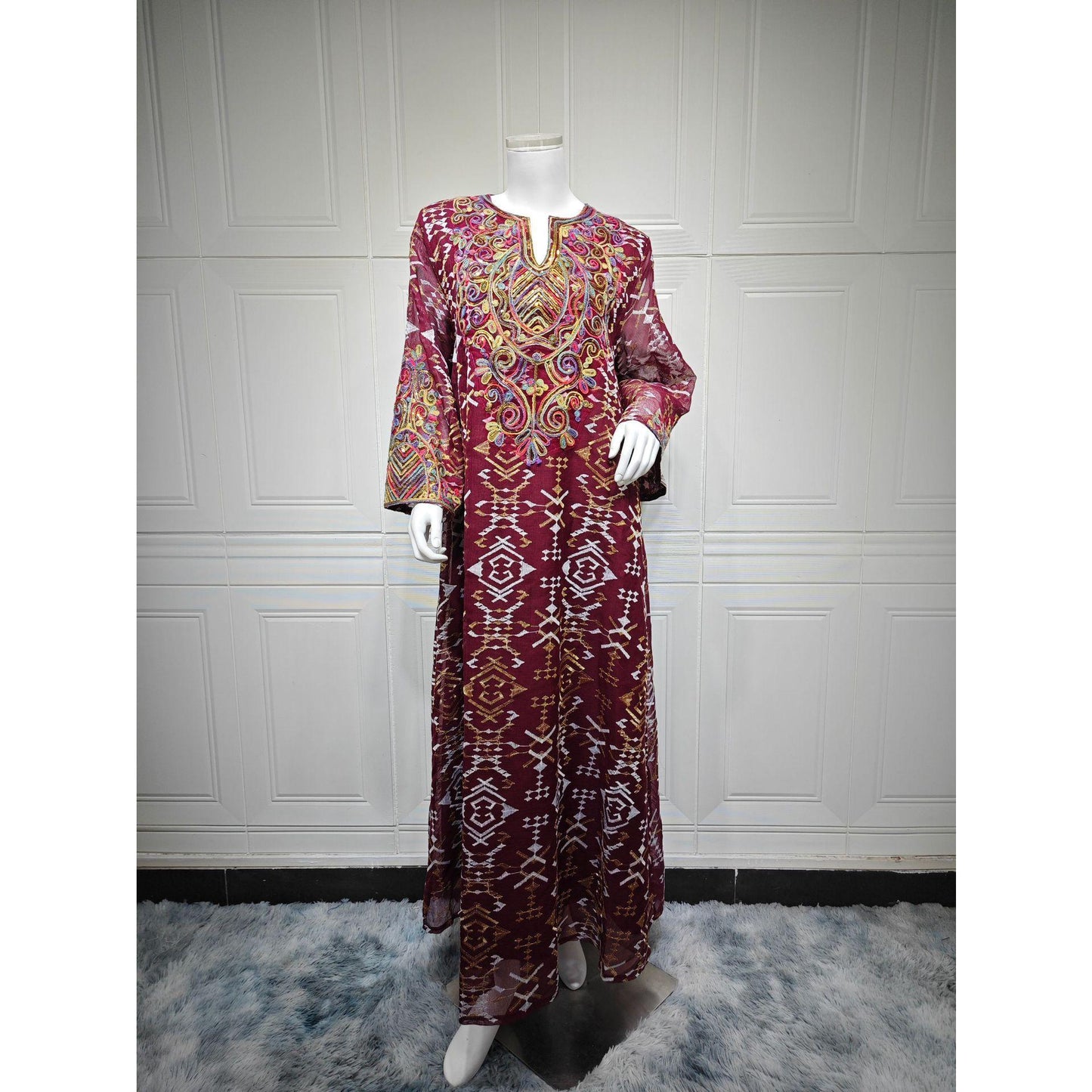 MH2544fashion mesh embroidery embroidery splicing robe