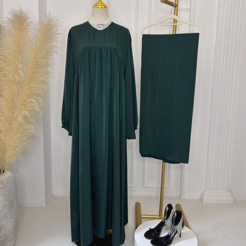 MH1116 Solid color loose and comfortable dress LR592 plus headscarf