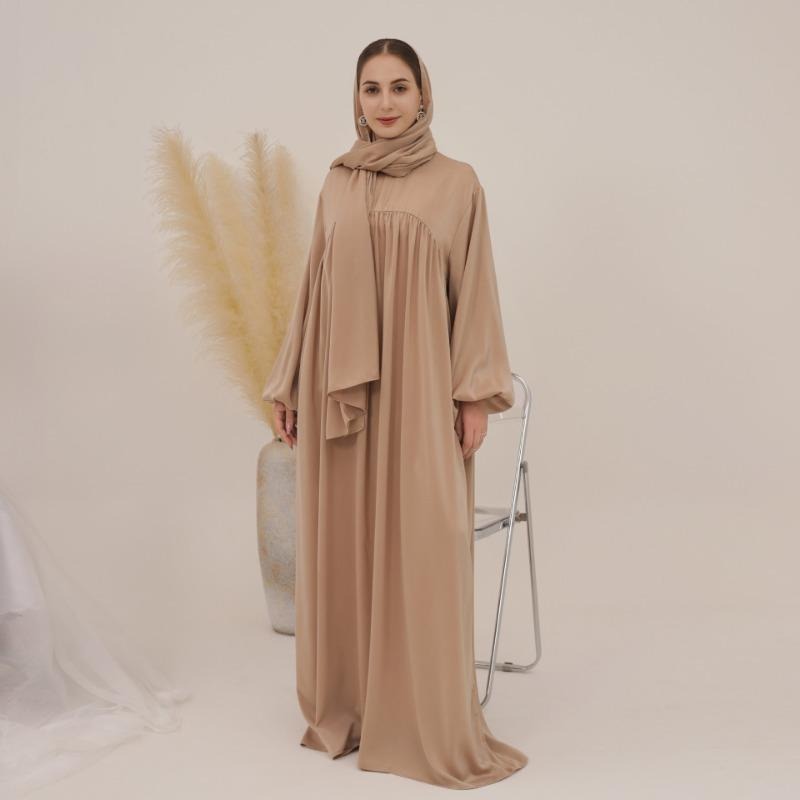 MH1116  Solid color loose and comfortable dress LR592 plus headscarf