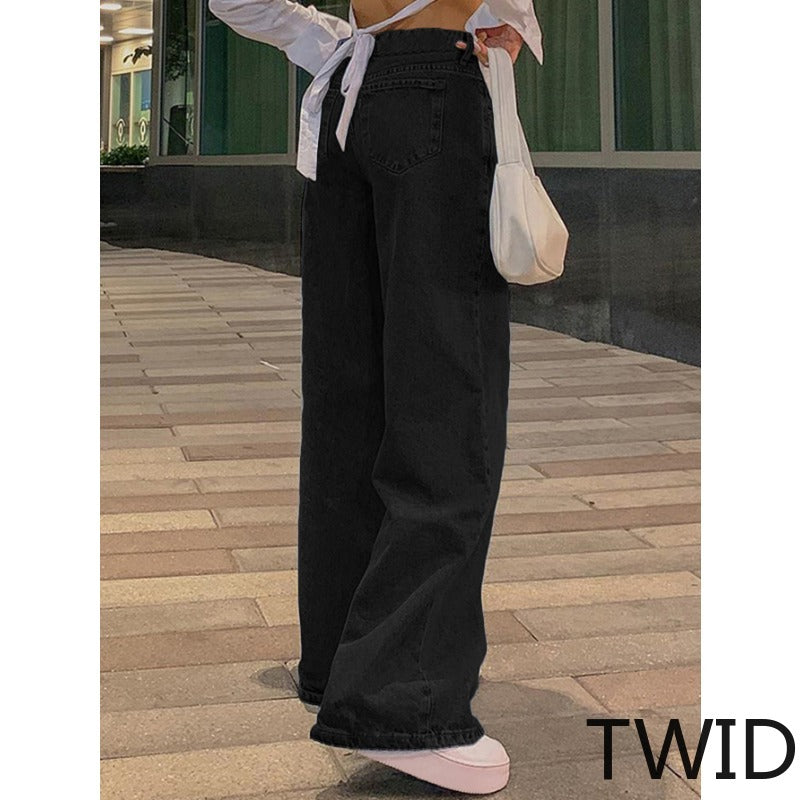 MH0013 Retro straight-leg pants loose street denim trousers