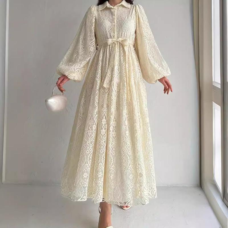 MH1673popular lace lapel robe fashionable