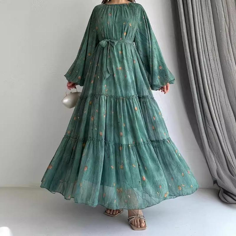 MH1501 chiffon belt robe fashionable and elegant dress