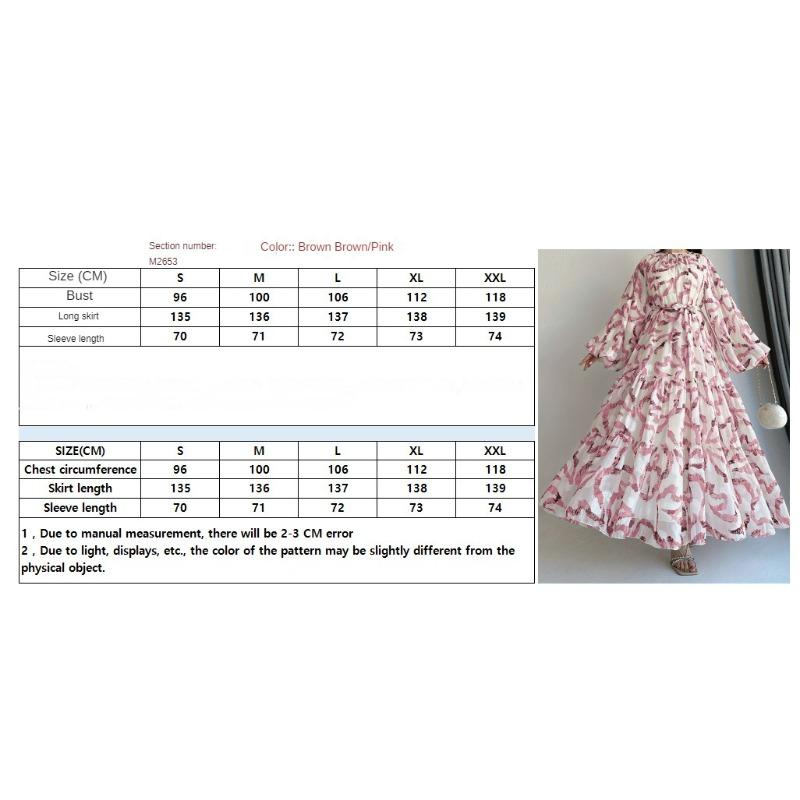 MH1666chiffon printed long fashionable with belt