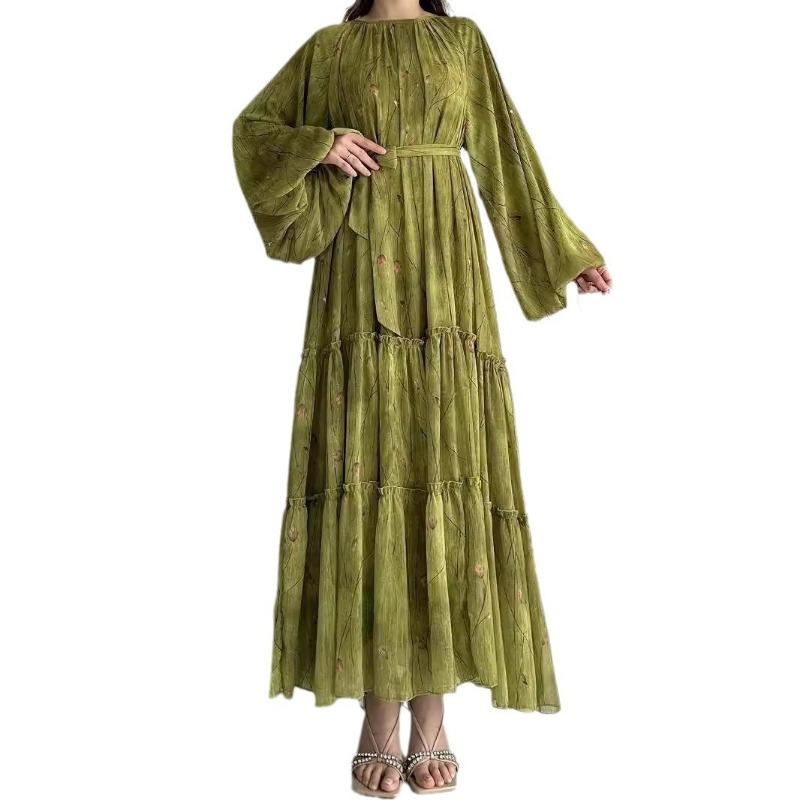 MH1501 chiffon belt robe fashionable and elegant dress