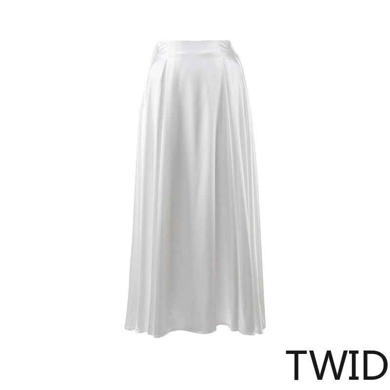 MH0429 High waist satin satin long skirt