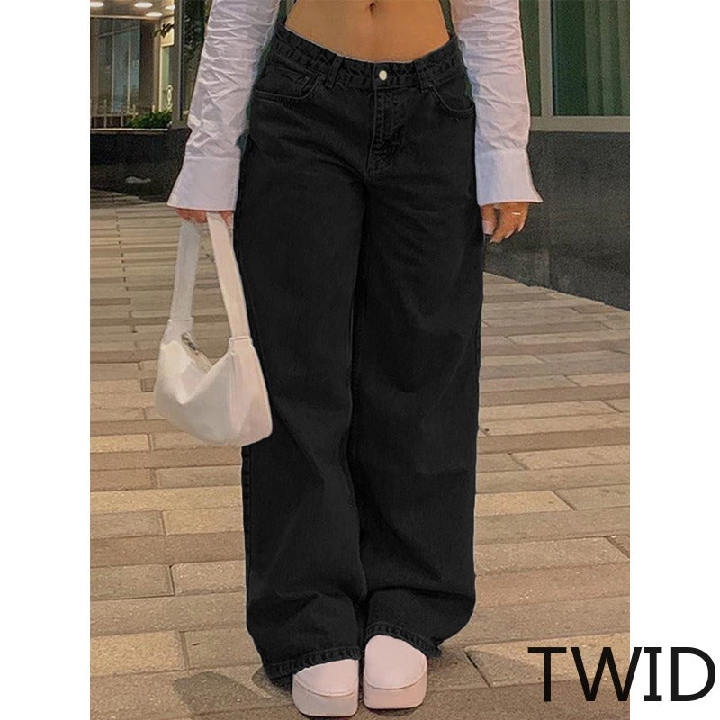 MH0013 Retro straight-leg pants loose street denim trousers