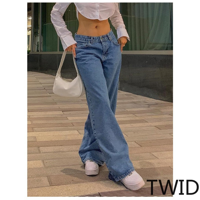 MH0013 Retro straight-leg pants loose street denim trousers