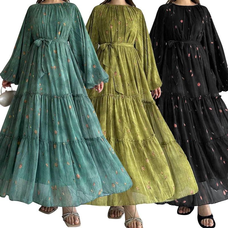 MH1501 chiffon belt robe fashionable and elegant dress