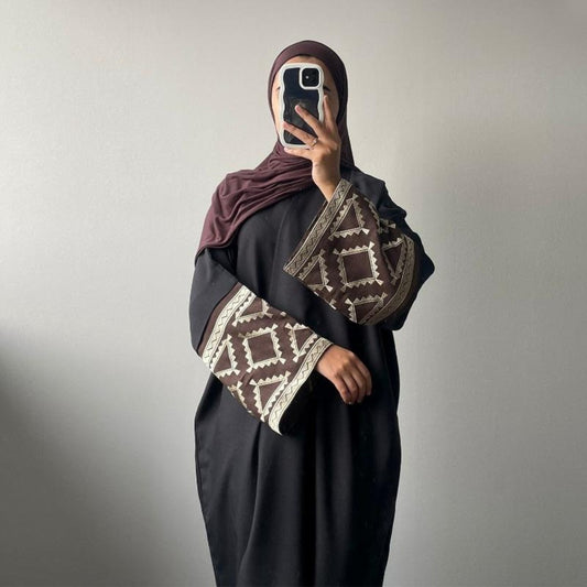 MH1256 Embroidered Elegant Cardigan Robe abayaL