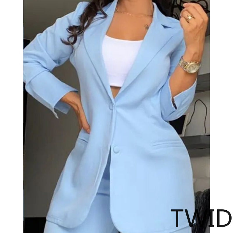 MH0181 Solid Color Split Sleeve Lapel Suit Socket Straight Pants Set