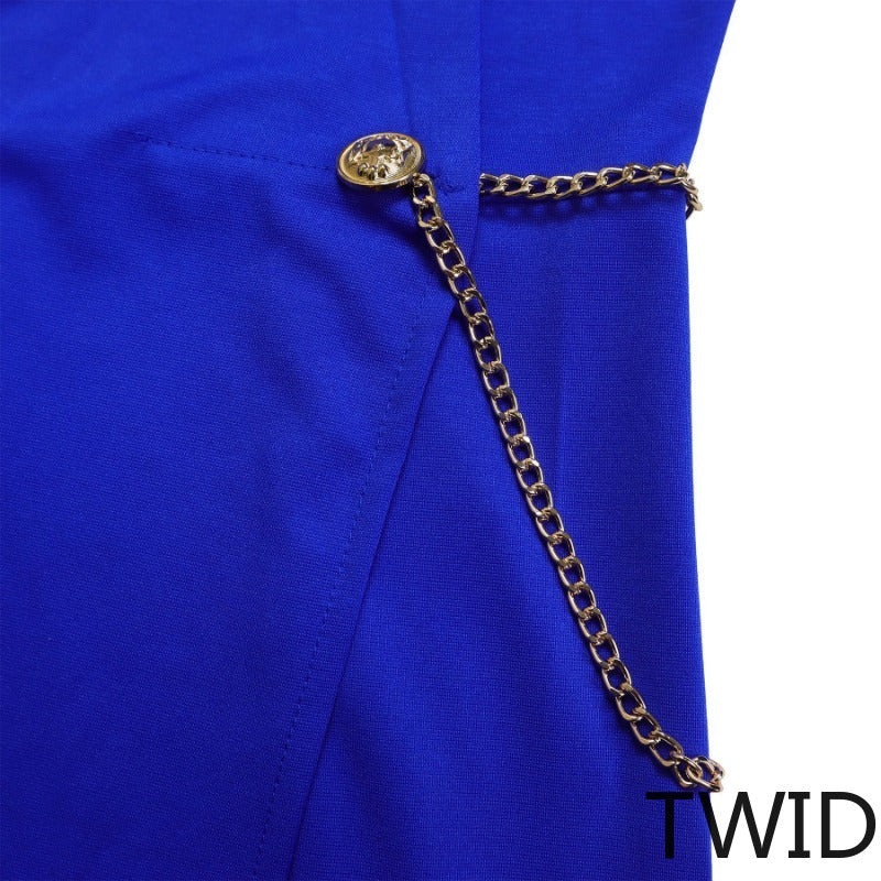 MH0350 Suit collar waist chain loose wide-leg jumpsuit