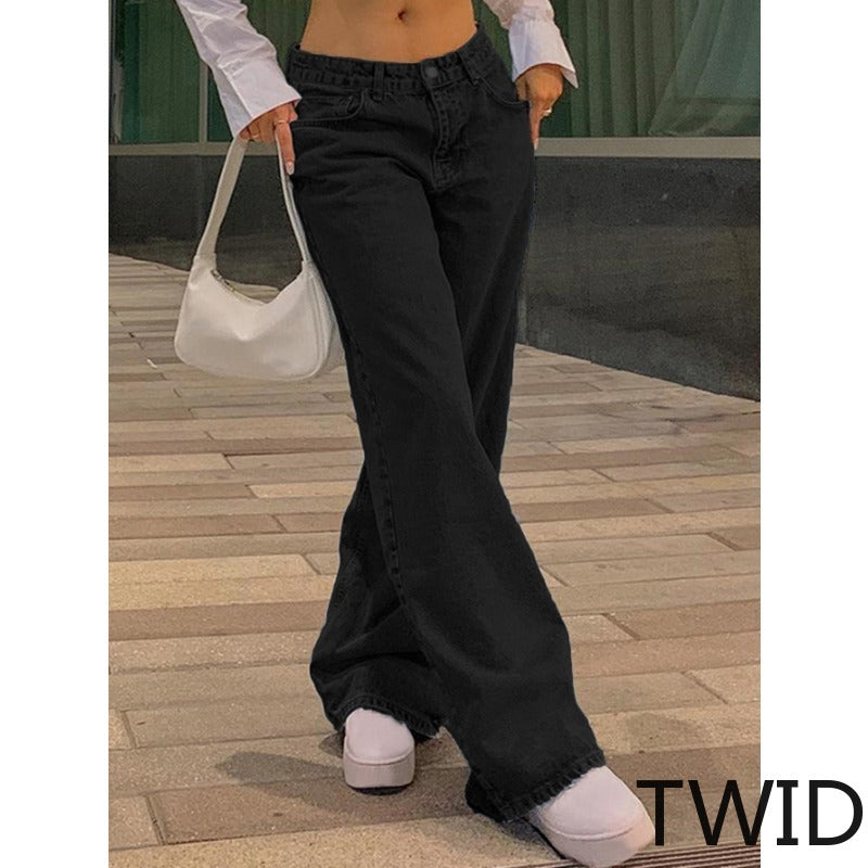 MH0013 Retro straight-leg pants loose street denim trousers